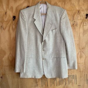 Corporate Gear Blazer Cream Beige Linen Cotton Blend Blazer Sport Coat Sz M